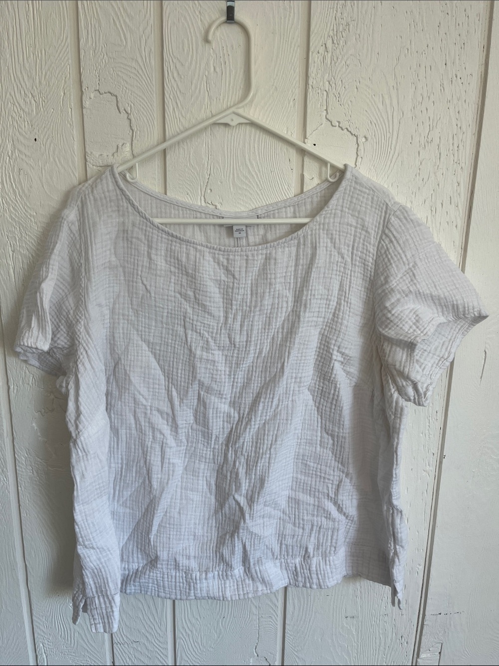 J. Jill White Short-Sleeve Cotton Gauze Top